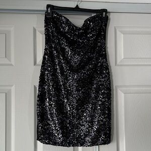 Strapless Sequin Dress - black Christmas, New Years Eve, Holiday